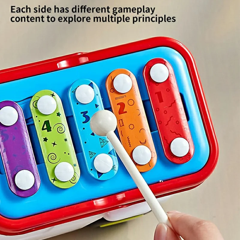 JSL88-20 Xylophone de Train Multifonctionnel - Jouet Éducatif Musical pour Bébés et Tout-Petits - Rouge