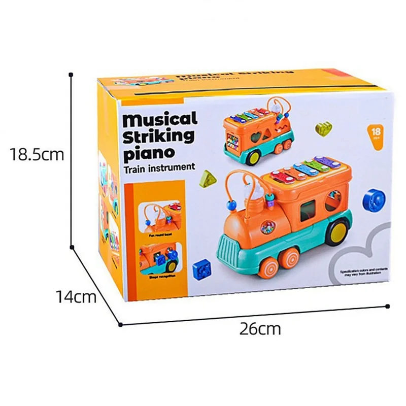 JSL88-20 Xylophone de Train Multifonctionnel - Jouet Éducatif Musical pour Bébés et Tout-Petits - Rouge
