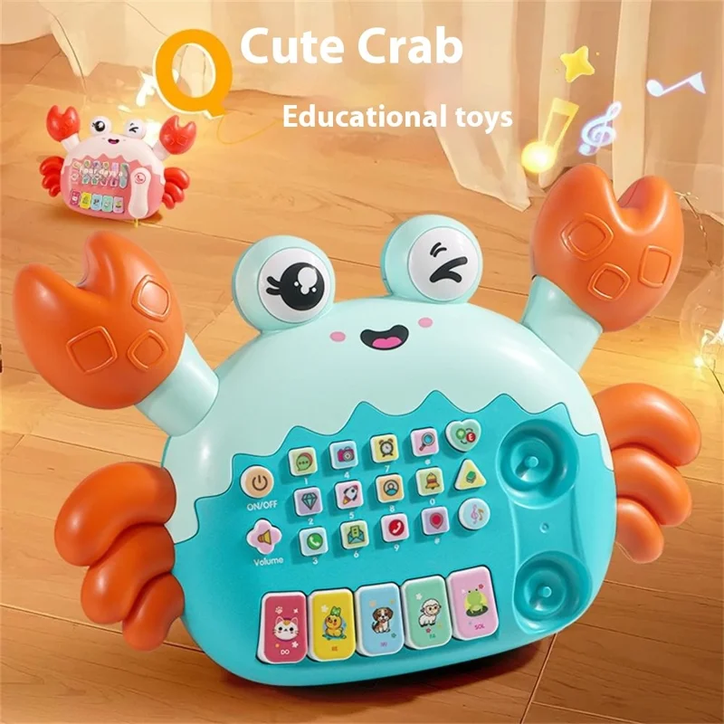 Children Early Education Toy Crab Storyteller Machine Musical Toy with Songs / Piano Function - Blue