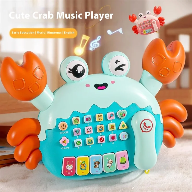 Children Early Education Toy Crab Storyteller Machine Musical Toy with Songs / Piano Function - Blue