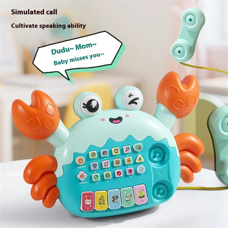 Children Early Education Toy Crab Storyteller Machine Musical Toy with Songs / Piano Function - Blue