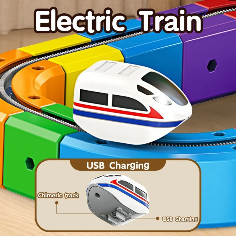 51Pcs Magnetic Train Track Toy Educational Electric Assembly Building Block Set for Children STEAM Learning Toy