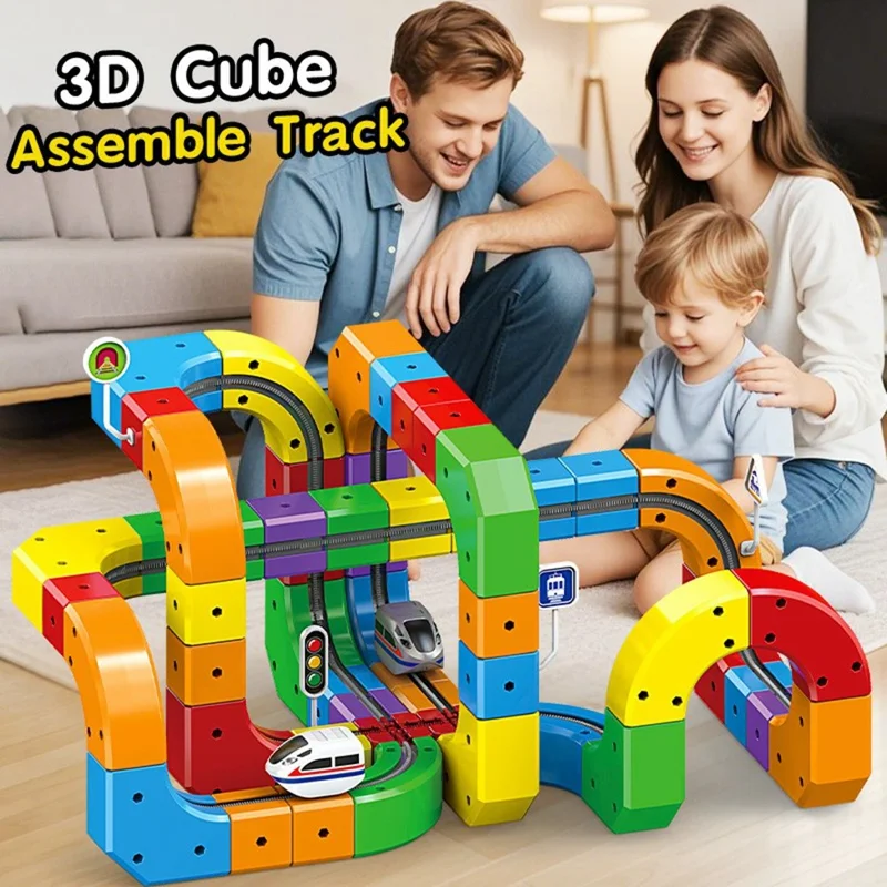 81Pcs Magnetic Train Track Set Building Block Educational Toy DIY Assembly Electric Railway for Children