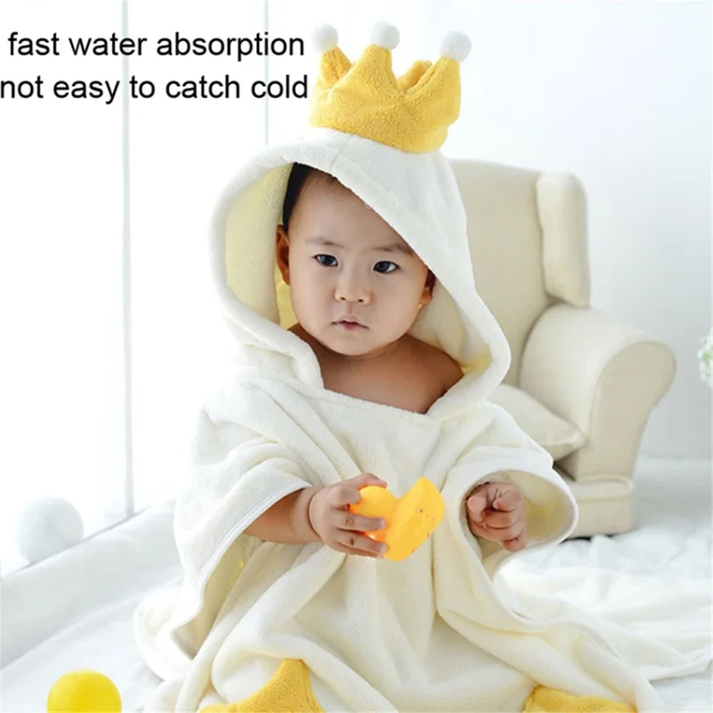 60x120cm Hooded Bath Towel Highly Absorbent Kids Bath Towel Soft Baby Shower Blanket - Yellow