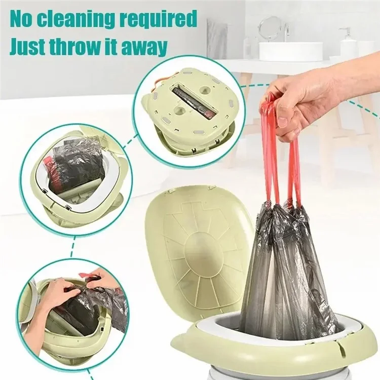 RJ101 Foldable ABS+PP+PU Mat Baby Toilet Travel Potty Seat for Outdoor Activities - Verde
