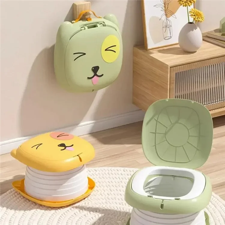 RJ101 Foldable ABS+PP+PU Mat Baby Toilet Travel Potty Seat for Outdoor Activities - Verde