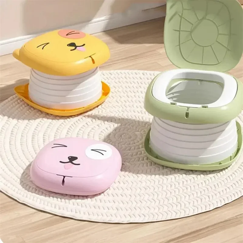 RJ101 Foldable ABS+PP+PU Mat Baby Toilet Travel Potty Seat for Outdoor Activities - Verde