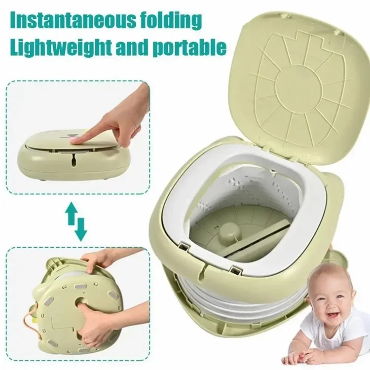 RJ101 Siège de toilette bébé pliable en ABS+PP pour voyage extérieur camping - Vert