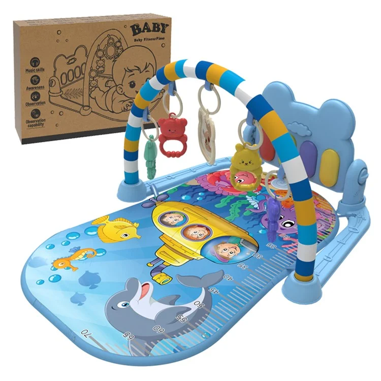 Baby Gyms Play Mat Musical Activity Center Toddler Kick and Play Piano Infant Early Education Toy - Blau