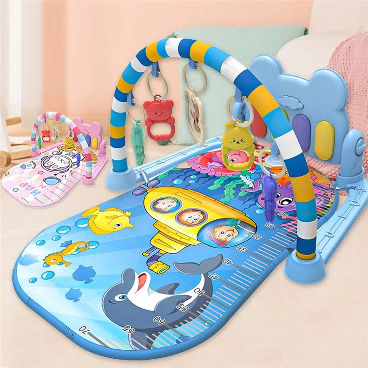 Baby Gyms Play Mat Musical Activity Center Toddler Kick and Play Piano Infant Early Education Toy - Blau