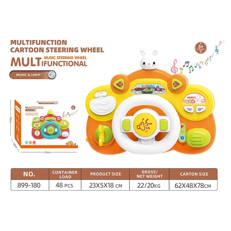 899-180 Simulação de Direção de Carro Volante de Brinquedo com Música e Luz Brinquedo Educativo Inicial para Crianças - Coelho