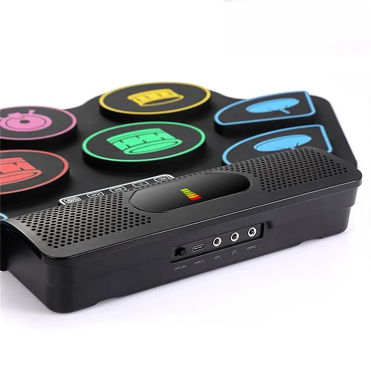 RD93-C 9 Pad elektronisches Schlagzeug-Set Bluetooth tragbare aufrollbare Drum-Übungsplatte mit eingebautem Lautsprecher