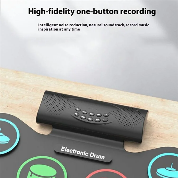 MD868 Tambour électronique portable enroulable avec haut-parleurs doubles, jouet de batterie pour enfants et adultes - Prise UE
