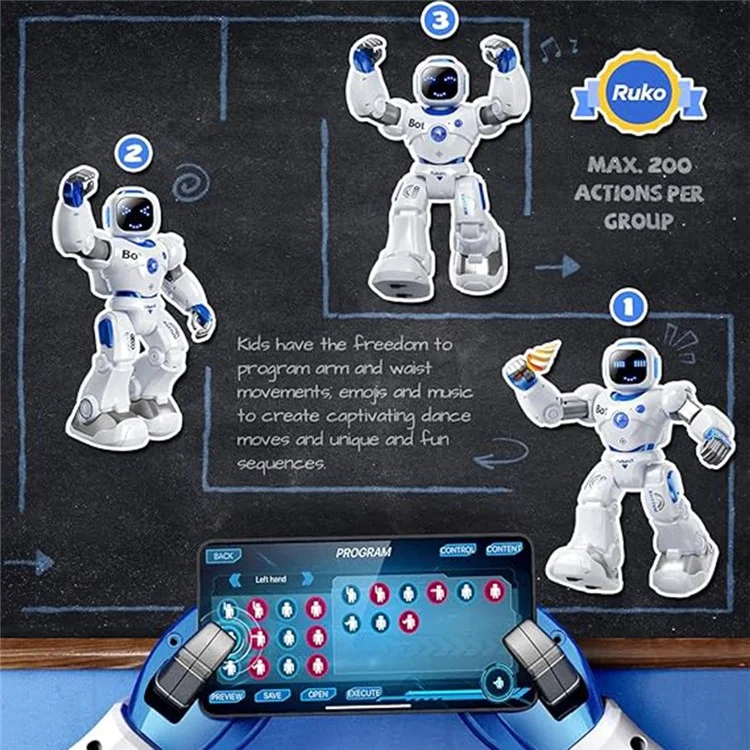 Jouet robot RC intelligent Jouet éducatif électrique avec danse dialoguée programmable pour enfants