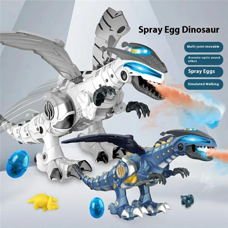 Y333-87 Electric Dinosaur Toy Walking Misting Dragon Model with Sound  /  Light Function for Kids - Blue