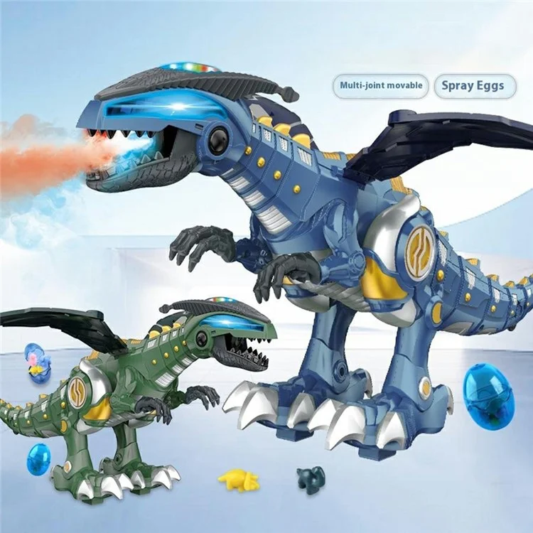 Y333-87 Electric Dinosaur Toy Walking Misting Dragon Model with Sound  /  Light Function for Kids - Blue