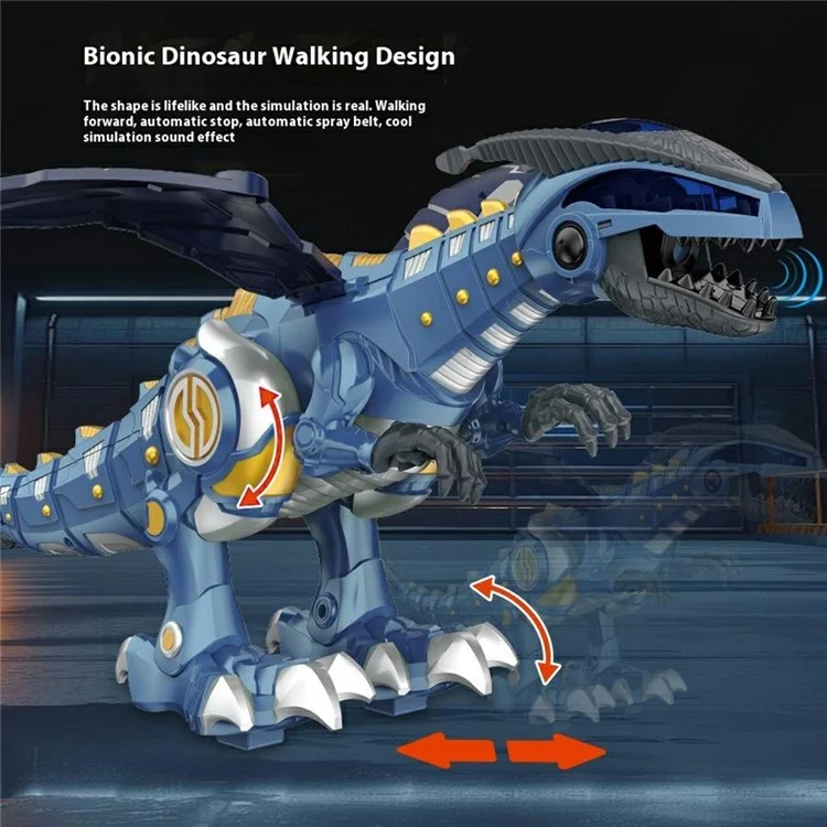 Y333-87 Electric Dinosaur Toy Walking Misting Dragon Model with Sound  /  Light Function for Kids - Blue