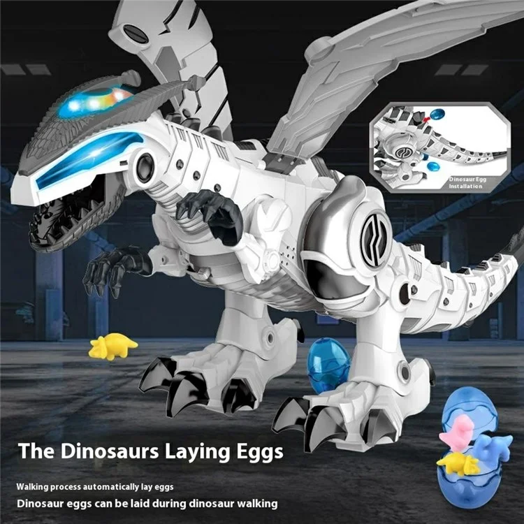 Y333-87 Electric Dinosaur Toy Walking Misting Dragon Model with Sound  /  Light Function for Kids - Blue