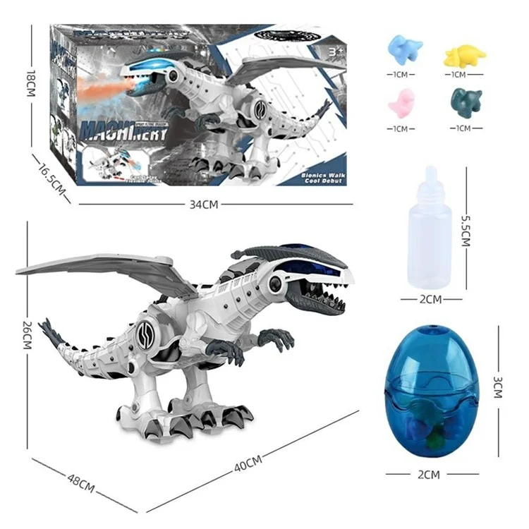 Y333-87 Electric Dinosaur Toy Walking Misting Dragon Model with Sound  /  Light Function for Kids - Blue