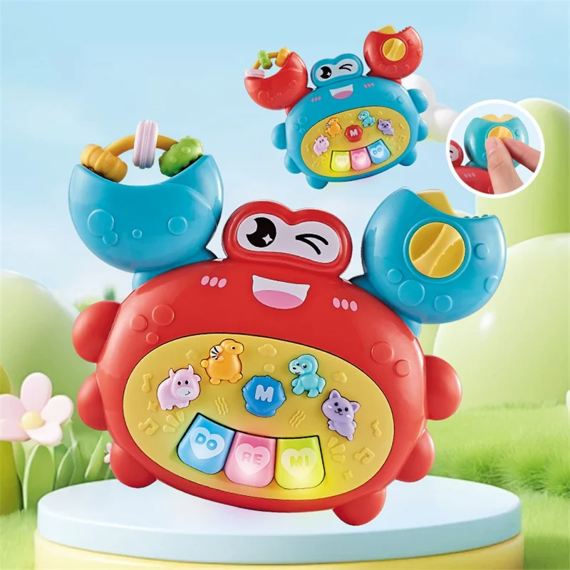 Elektronische Kinder-Lernkeyboard Spielzeug Babyklavier mit Cartoon-Tier, Licht und Sound (Zufällige Farbe) - Krabbe