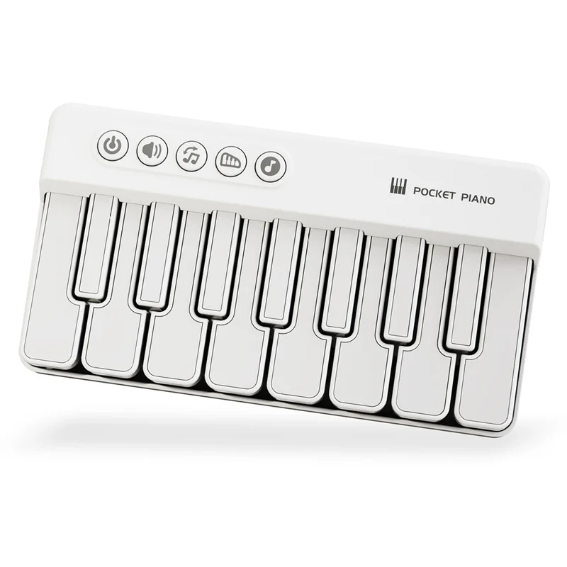 CY-8047B Pocket Flash Piano 15 Keys Mini Electronic Keyboard Portable Instrument Toy - White