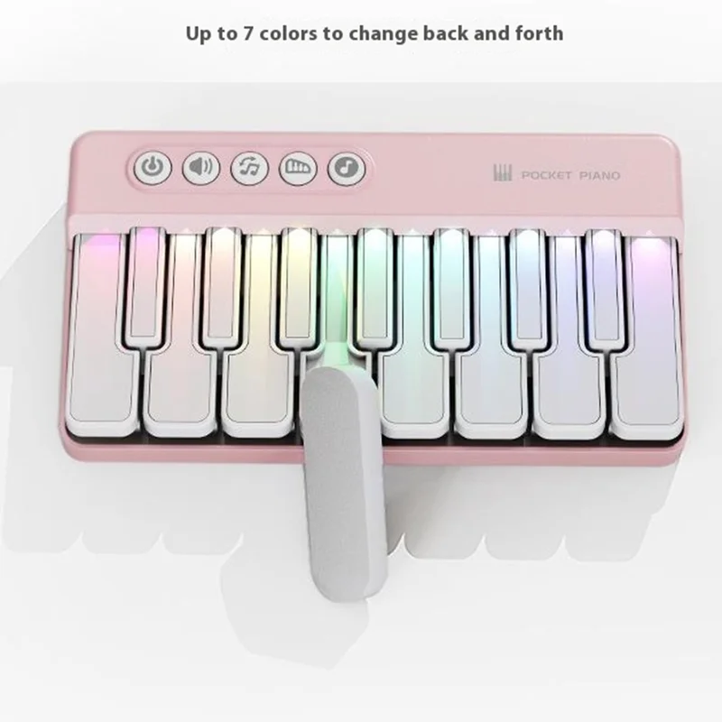 CY-8047B Pocket Flash Piano 15 Keys Mini Electronic Keyboard Portable Instrument Toy - White