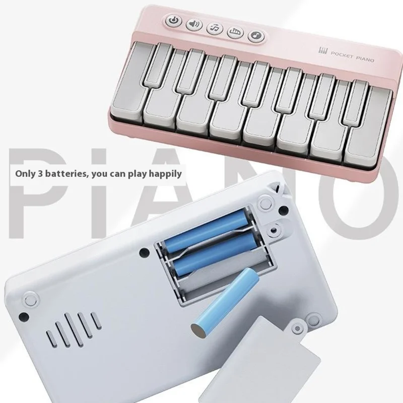 CY-8047B Pocket Flash Piano 15 Keys Mini Electronic Keyboard Portable Instrument Toy - White