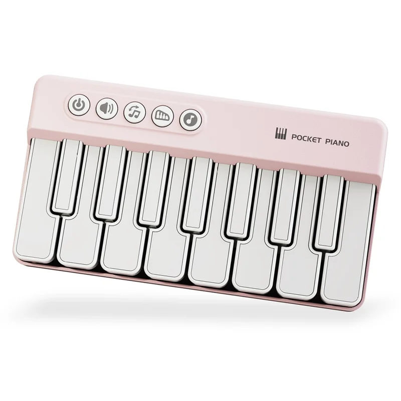 CY-8047B Pocket Flash Piano 15 Keys Mini Electronic Keyboard Portable Instrument Toy - Pink
