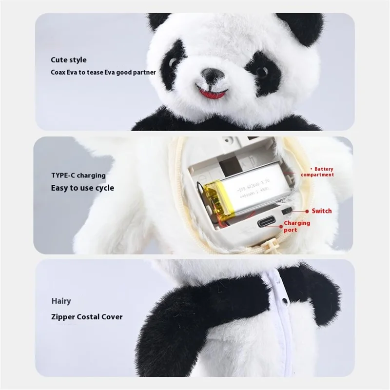 25cm Smart Interactive Plush Doll Toy with Singing Dancing Talking Recording Walking Early Educational Toy - Panda