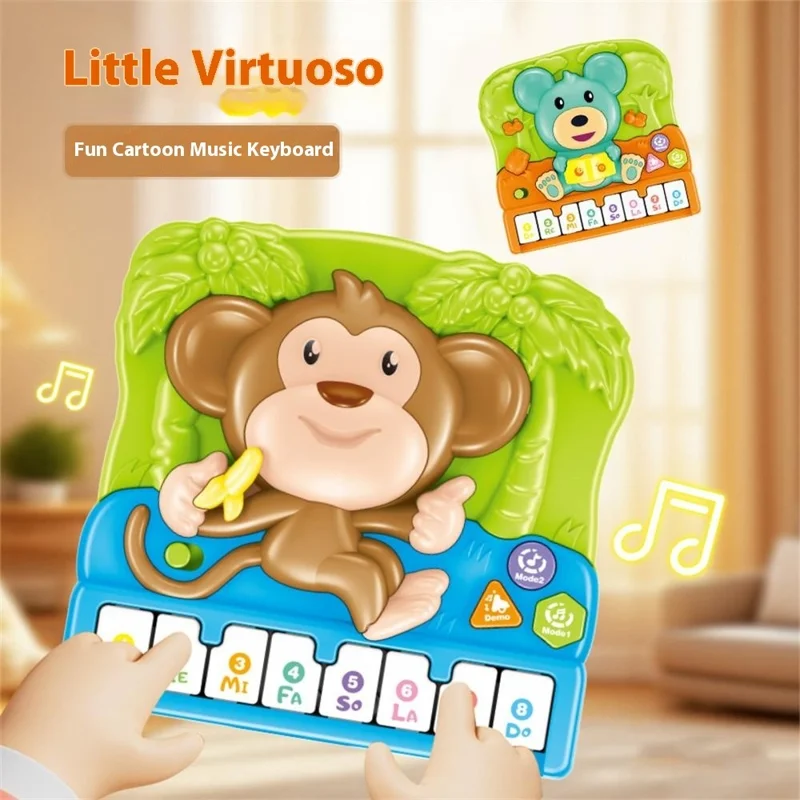 Children Electronic Keyboard Piano Toy  Cartoon Design Musical Instrument Early Educational Toy - Monkey