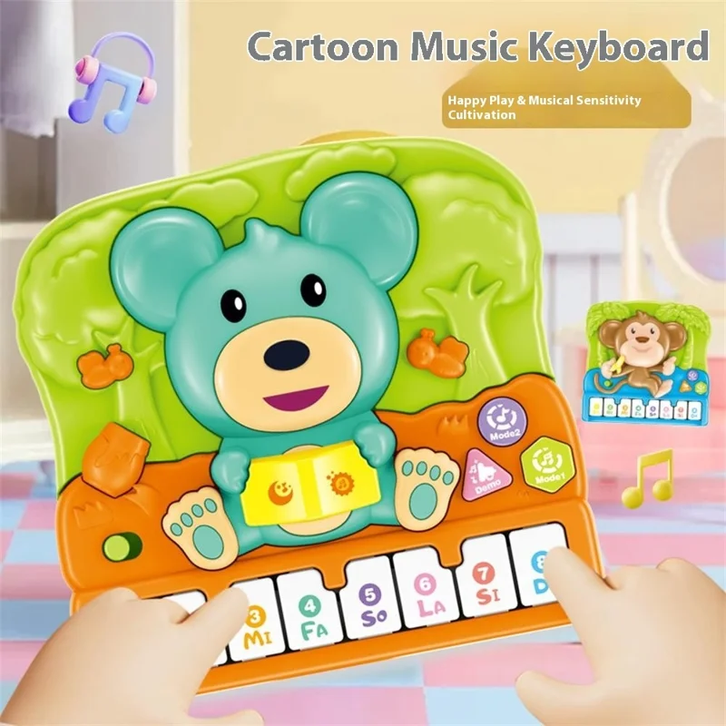 Children Electronic Keyboard Piano Toy  Cartoon Design Musical Instrument Early Educational Toy - Monkey