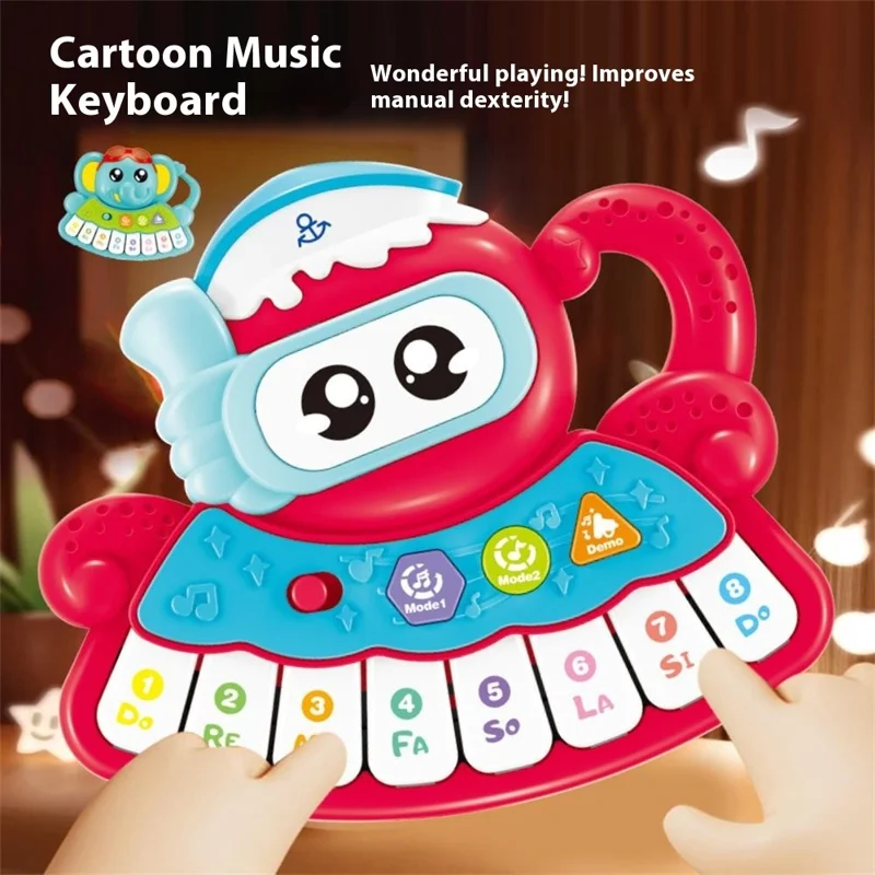 Children Electronic Keyboard Piano Toy  Cartoon Design Musical Instrument Early Educational Toy - Monkey