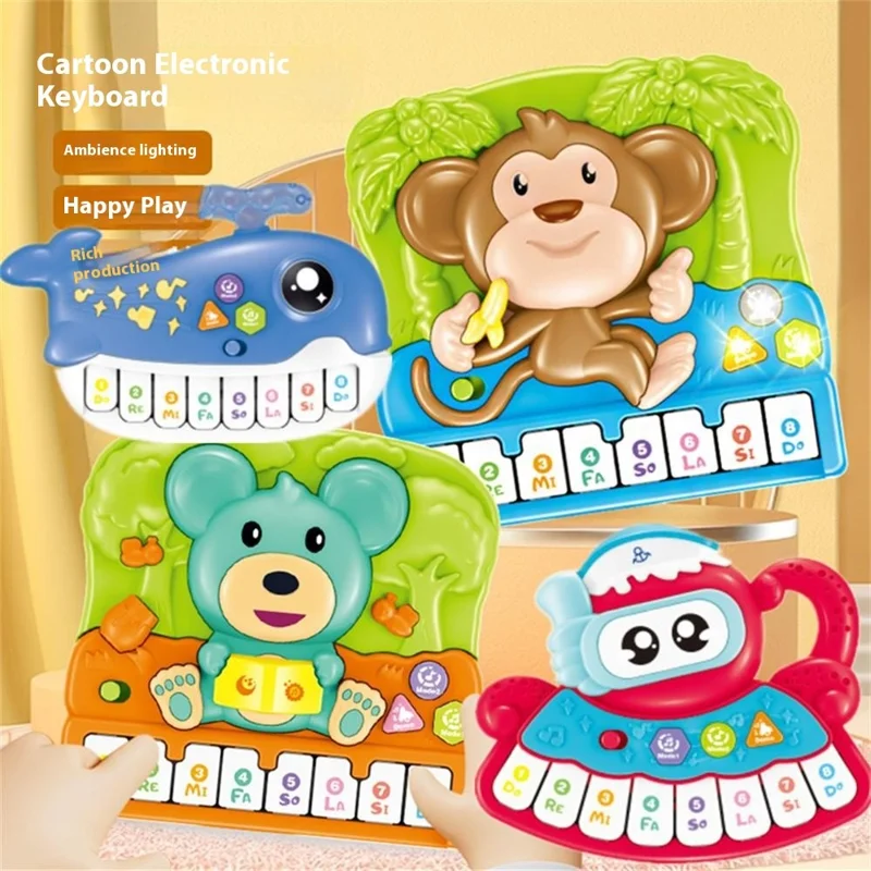 Children Electronic Keyboard Piano Toy  Cartoon Design Musical Instrument Early Educational Toy - Monkey