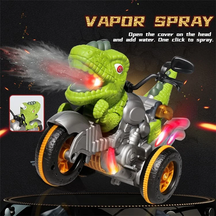 CM01-02-03-04 2.4G RC Spray Dinosaur Motorcycle Toy Light Sound Stunt Mechanical Vehicle - Green