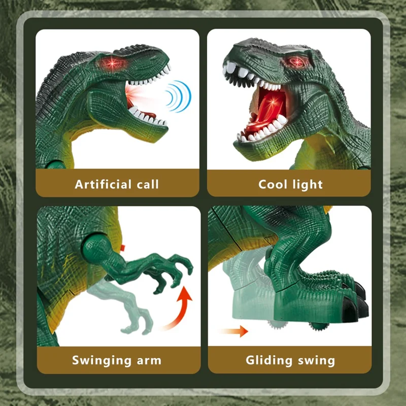 Y333-59 RC Walking Dinosaur Robot Toy Remote Light Music Emulation Animal Children Toy - Grey