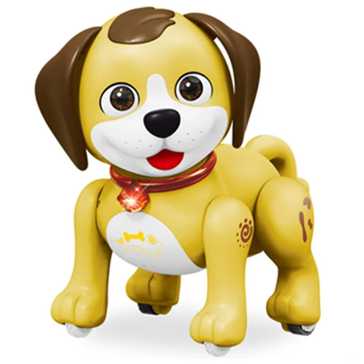 Gato / Cachorro Eletrônico de Desenho Animado 2.4G Controle Remoto Robot com Luz e Som Brinquedo para Crianças - SM08 / Cão Amarelo