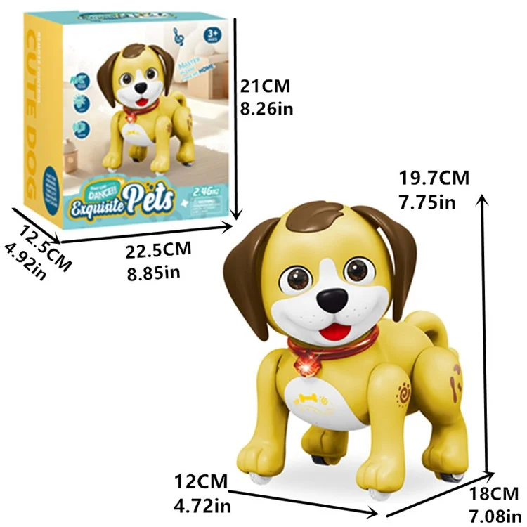 Gato / Cachorro Eletrônico de Desenho Animado 2.4G Controle Remoto Robot com Luz e Som Brinquedo para Crianças - SM08 / Cão Amarelo