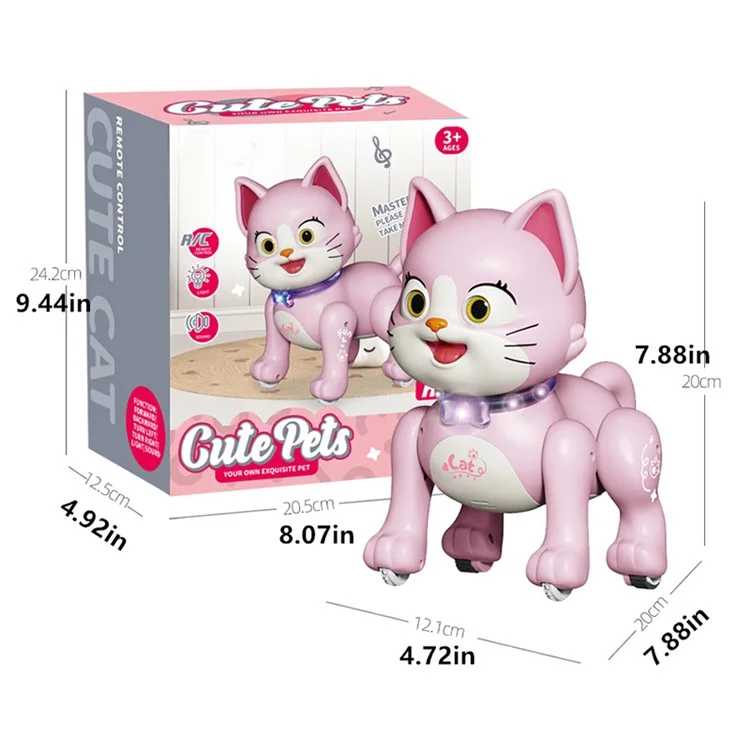 Electronic Cartoon Cat / Dog 2.4G Remote Control Robot with Light and Sound Kids Toy - SM10 / Pink Cat