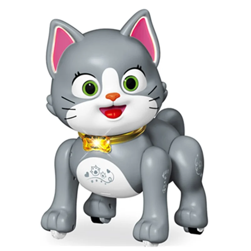 Electronic Cartoon Cat / Dog 2.4G Remote Control Robot with Light and Sound Kids Toy - SM10 / Grey Cat