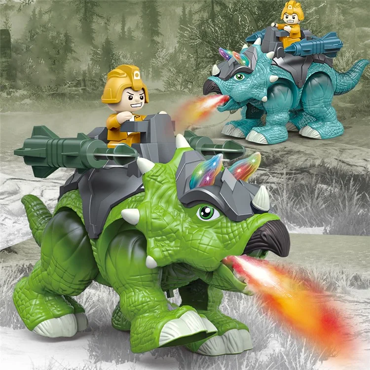 333-76 Dinosaure Jouet Électrique pour Enfants Réaliste Marchant Rugissant Pulvérisant Lumière Jouets pour Tout-petits - Vert