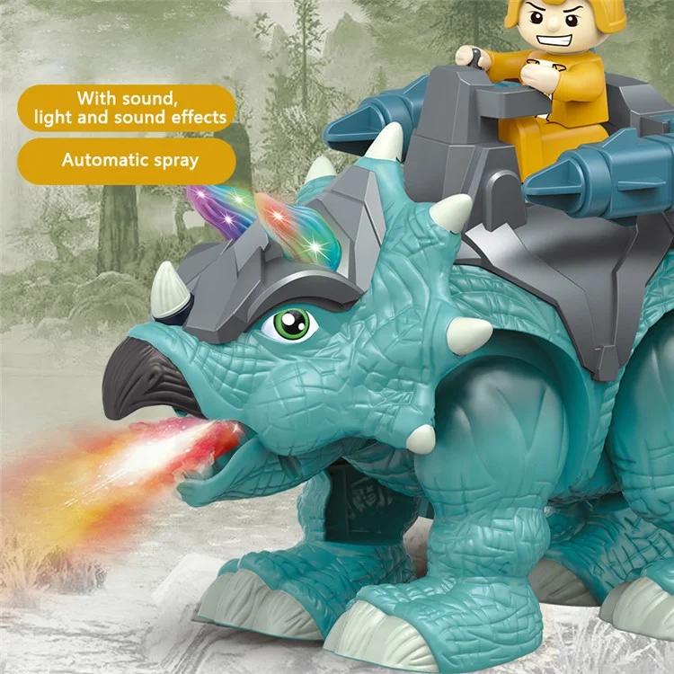 333-76 Dinosaure Jouet Électrique pour Enfants Réaliste Marchant Rugissant Pulvérisant Lumière Jouets pour Tout-petits - Vert