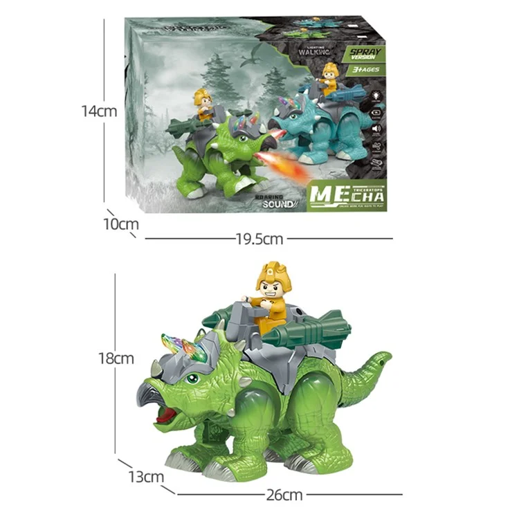 333-76 Dinosaure Jouet Électrique pour Enfants Réaliste Marchant Rugissant Pulvérisant Lumière Jouets pour Tout-petits - Vert