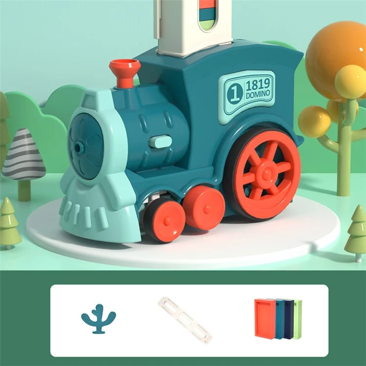 Automatic Laying Domino Blocks Electric Train Children Toy with Light and Sound Effects - Blue