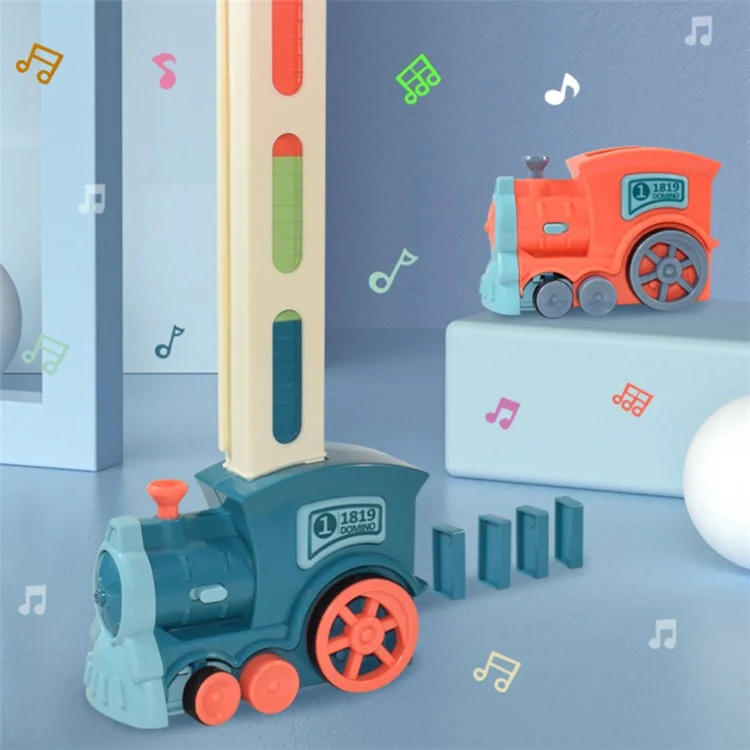 Automatic Laying Domino Blocks Electric Train Children Toy with Light and Sound Effects - Blue