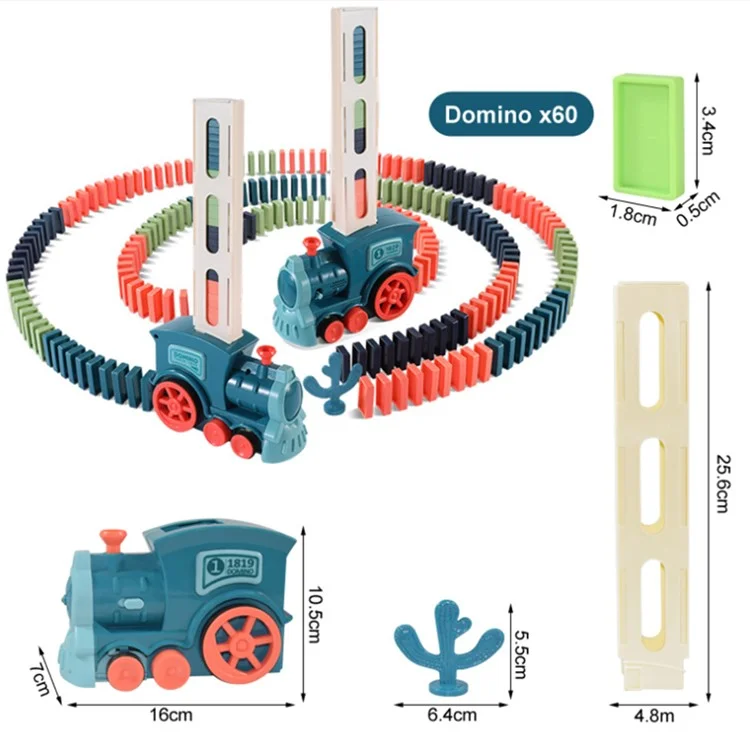 Automatic Laying Domino Blocks Electric Train Children Toy with Light and Sound Effects - Blue