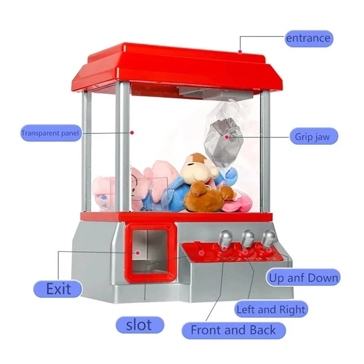 Electronic Arcade Claw Machine Toy Grabber Prize Dispenser Vending Machine Toy with 24 Coins for Kids Birthday Gift