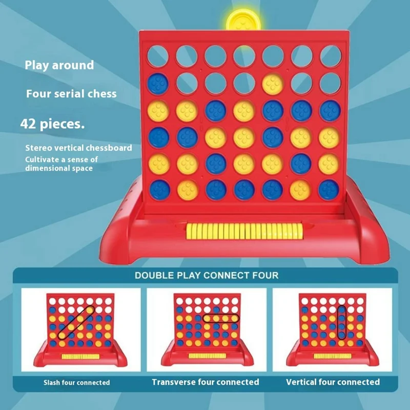 STEM Educational 4 in A Row Connect Four Game Board Toy for Kids / Interactive Parent-Child Tabletop Game - Blue