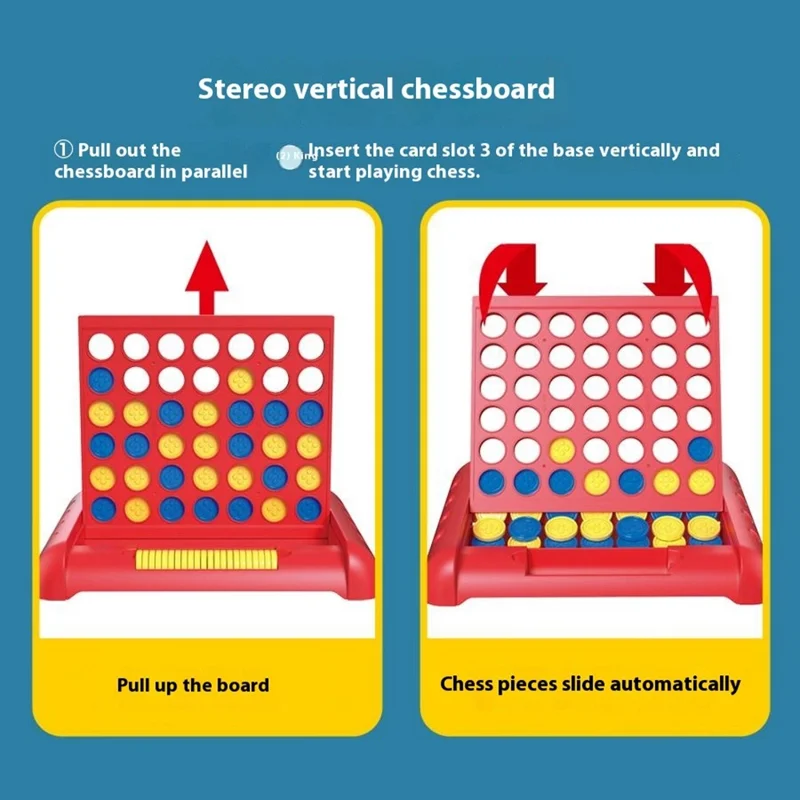 STEM Educational 4 in A Row Connect Four Game Board Toy for Kids / Interactive Parent-Child Tabletop Game - Blue