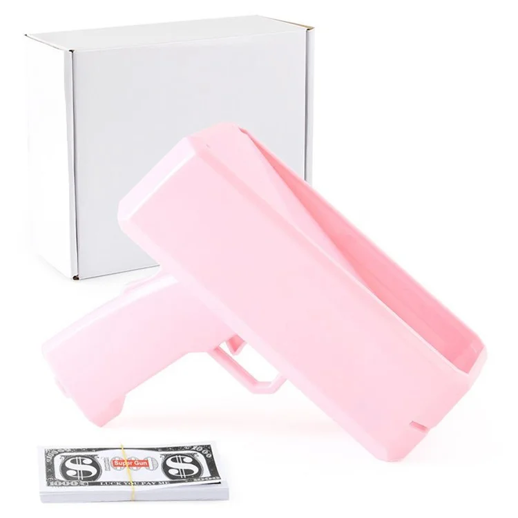 Banknote Money Guns Paper Playing Spray Money Gun Toy Handheld Cash Gun Fake Bill Dispenser Money Shooter Toy for Kids - Pink