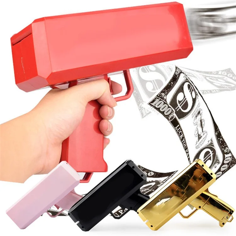Banknote Money Guns Paper Playing Spray Money Gun Toy Handheld Cash Gun Fake Bill Dispenser Money Shooter Toy for Kids - Pink